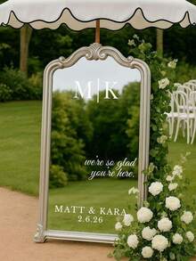 Custom Wedding Mirror Decal, Shower, Parties, Events, Personalized Welcome Sign, Personalized Vinyl Sticker For Mirror, Reception Decor - Multicolor - View 4