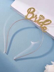 1件极简合金字母新娘婚礼派对发饰，新娘皇冠