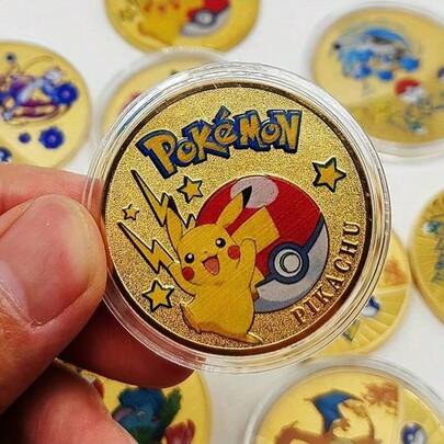  Pokemon Coins Metal Pikachu Coins Charizard Mewtwo Pikachu Metal Pokemon Card Round Game Collection Card Anime Toys