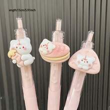 5pcs Random Light Pink Cartoon Bear Retractable Ballpoint Pens, Creative Personalized Ballpoint Pen, Student Retractable Ballpoint Pen, Cute Pink Feminine Ballpoint Pen With 0.5mm Black Ink - Multicolor - View 2