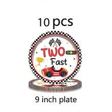 Bộ đồ ăn chủ đề xe đua hoạt hình 80 món, đĩa tiệc 7/9 inch, khăn ăn, cốc, quà tặng tiệc sinh nhật, đồ trang trí, phù hợp làm đồ dùng tiệc sinh nhật, đĩa tráng miệng, cốc đựng đồ uống - Nhiều màu - Xem 9