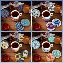 6pcs DIY Diamond Painting Car CD Coasters, Mandala, Animal Pattern Diamond Painting Kits, With Crystal Gem Mosaic Decoration, Suitable For Car Anti-Slip Cup Holders Decor - Multicolor - View 3
