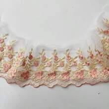 1码粉色刺绣蕾丝花边，配缎带，宽10厘米，婚礼DIY缝纫工艺品 - 刺繡花邊 - 查看 6