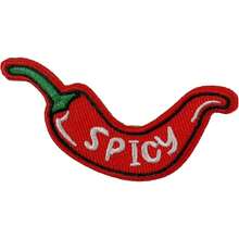 1 st. broderad stryklapp med chilipeppar, rolig broderad stryklapp, lämplig för kläder, jeans, ryggsäckar - Röd - Visa 1