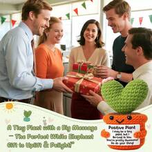 4pcs/Set Handmade Crochet Desktop Decor Ornaments, Cute Potted Plant Dolls, Great Birthday Gift For Best Friends, Sisters, Moms, Grandmas, Coworkers, Family, Keychain, Positive Emotion Support, Christmas, Valentine's Day, Thanksgiving, Room Decor, Plush Toys - Multicolor - View 6