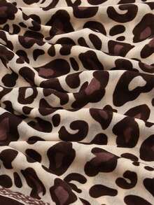1 pieza Clásico y Lino Pañuelo con estampado de leopardo, Chal/Hiyab de viaje retro - Multicolor - Ver 4