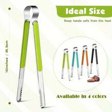 4 Pack Premium Stainless Steel Kitchen Tongs, Serving Tongs For Cooking, Metal Food Tongs With Non-Slip Grip, Heat Resistant Grill Tongs, Great For Taking Vegetable, Food, Meet, Cheese, Bread - 4pcs - View 2