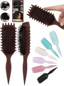 Hair brushes-EU+UK Curl Defining Brush, 1 Pc Curly Hair Brush, Brush For Curly Hair, For Combing And Shaping Men's And Women's Curls To Reduce Pulling - Multicolor - View 3