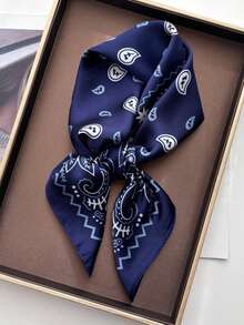 1条波西米亚风70厘米头巾，休闲腰果印花方巾/领巾，男女皆宜