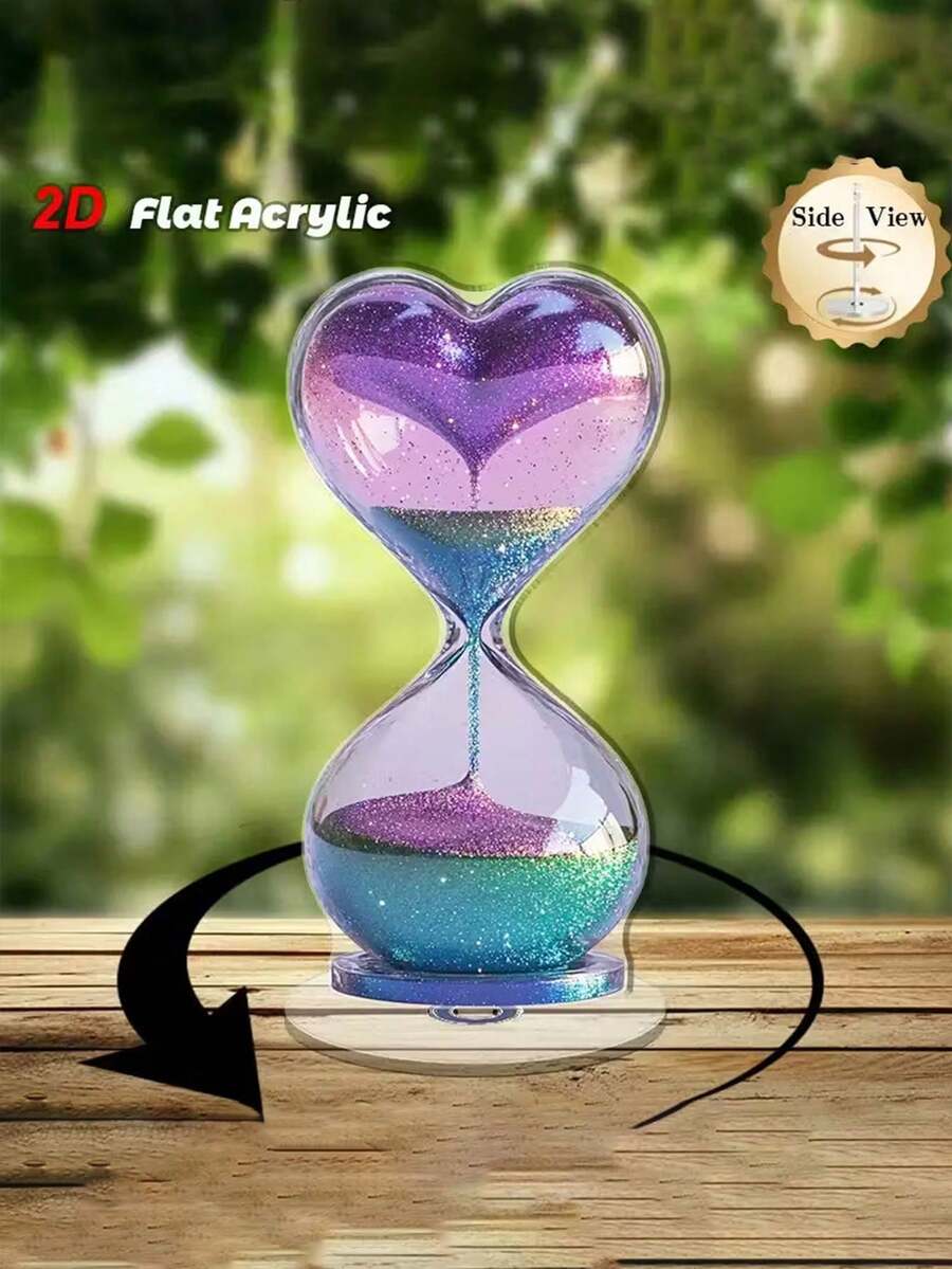 1個 2D平面旋轉心形漏斗裝飾 - 現代壓克力3D裝飾,平滑心形,不對稱桌面標誌,適用於婚禮、週年紀念、情人節禮物,用於裝飾(非桌面裝飾) - 彩色 - 查看 1