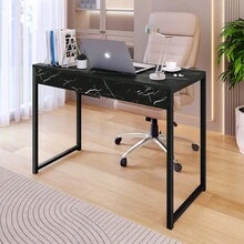 Escrivaninha E Mesa de Estudo Notebook Com pés de Ferro Estilo Industrial 90cm - Preto - Visão 4