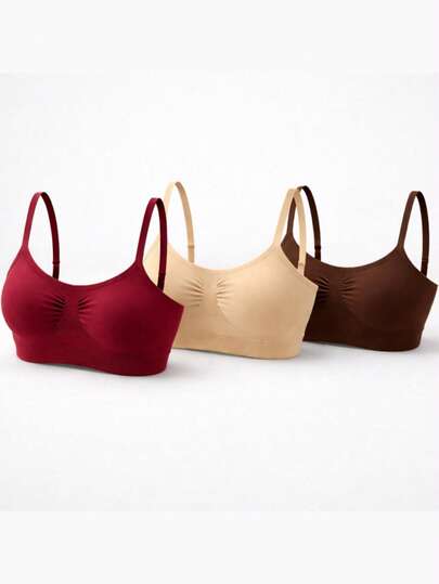 Kit 3 Sutiã Top de Academia Microfibra Simples com Fecho e Alça Ajustável
