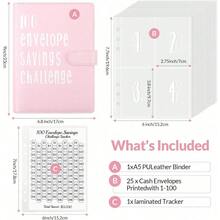 KKC 100 Envelopes Money Saving Challenge Binder, A5 Budget Binder With Cash Envelopes, Savings Challenges Book To Save $5,050, 10,000, 500, Budget Planner For Budgeting Planner Saving Money. - Hồng - Xem 2