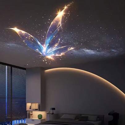 1pc LED Butterfly Projection Light, Battery Powered (No Battery Needed), Romantic Bedroom Lighting, Starry Butterfly Effect, Bright & Clear LED Projection, Room Decor & Ambiance Creation - Creative Night Light, Suitable As Birthday Gift Or Valentine's Day Party Backdrop