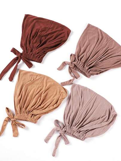4pcs/Set Solid Color Elastic Adjustable Headband Hijab Undercap Modal Hijabs Inner Cap Set,Beach,Holiday