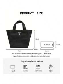 Prada Bolsa de maquillaje portátil de alta gama para mujeres, organizador de cosméticos de gran capacidad para viajes - Negro - Ver 6