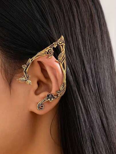 一对复古玫瑰仙子夹式耳环，轻盈飘逸，完美适用于派对、角色扮演、日常佩戴和仙子主题装扮。是理想的派对配饰、新娘婚礼耳环和节日礼物。纯手工制作。