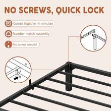 TWIN Negro Cama Individual de Metal de 10" de Altura con Espacio de Almacenaje, para Dormitorio - Negro - Ver 5