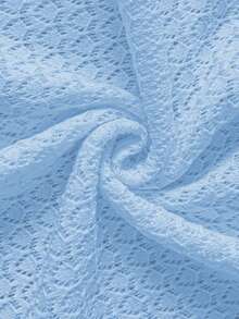 Women's New Hollow Out Sexy Beach Vacation Casual Daily Dress, Flared Sleeve Short Knit Sweater Dress, Spring/Summer/Autumn - Baby Blue - View 6