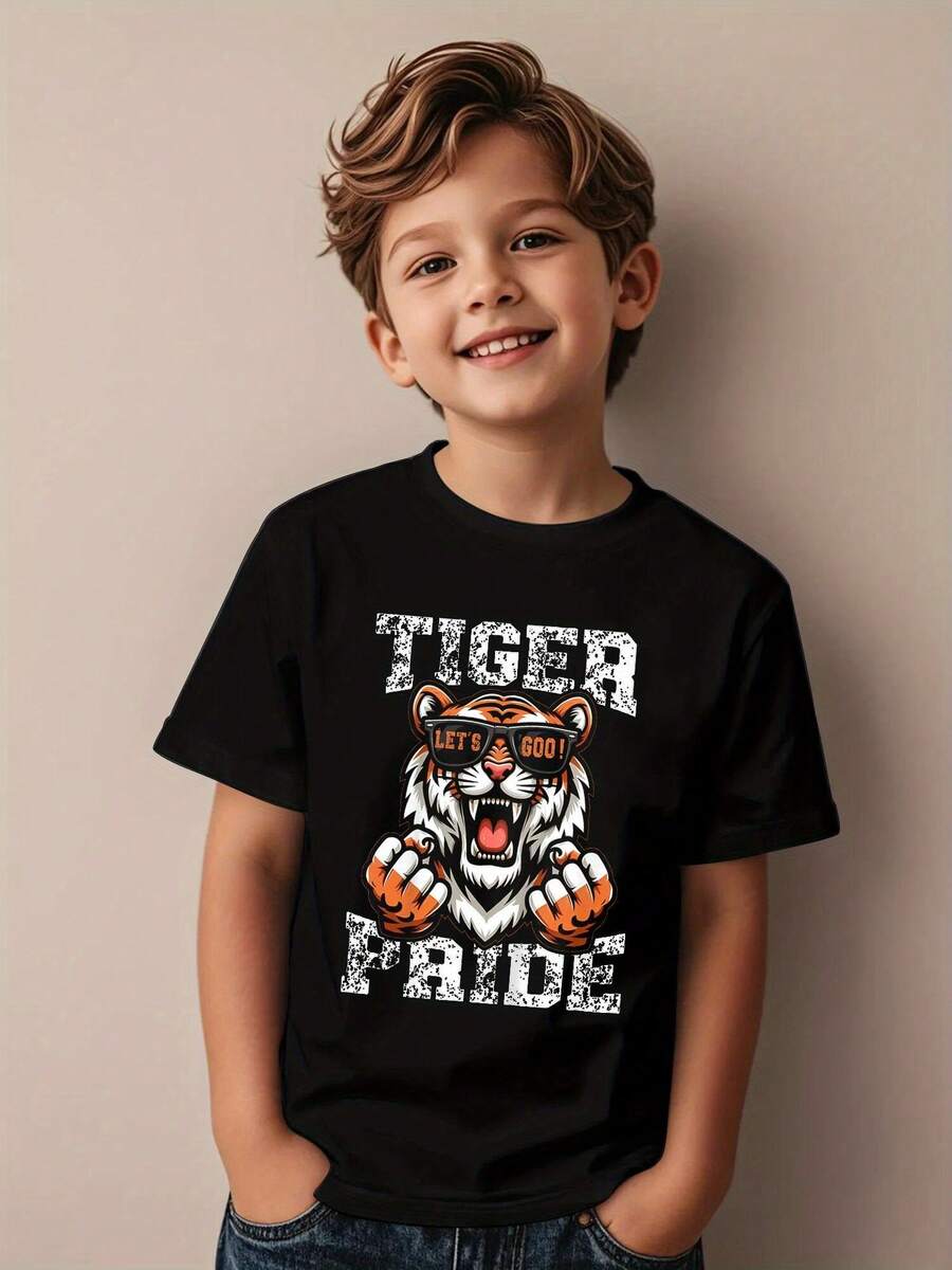 Retro Tiger Pride Maglietta Mascotte Tigre Team Sportivo Scolastico Stile Vintage Idea Regalo Uomo Donna Giovani Fans Casual Moda - nero - Visualizzare 1