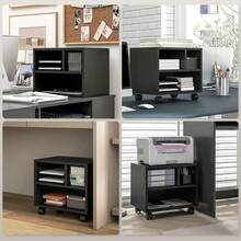 HOMCOM Mueble de Impresora con Ruedas Soporte de Impresora con Compartimentos Abiertos para Oficina Estudio 40x30x36 cm - Negro - Ver 7
