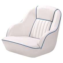 Pontoon Captain Bucket Seat With Thickened Sponge Padding, High Back Waterproof Boat Cabin Chair Boat Seats With Curved Armrest & Standard Mounting - White-blue - View 8