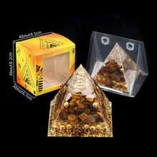 1pc Natural Crystal Ball Pyramid Ornament, Resin Wrapped Crystal Chips Home Decoration, Boxed Lucky Fengshui Desktop Small Ornament - Multicolor - View 30