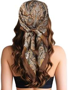 1pc Paisley Print Bandana Classic Head Wrap For Outdoor And Traveling Boho Women Square Scarf, Hair Band, Head Band Women Turban - 1件 - 查看 1