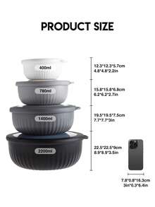 8pcs/Set Nested Round Plastic Food Storage Bowls With Lids, Assorted Sizes