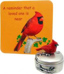 Mini Cardinal Keepsake Box With Prayer Card, Decorative Memorial Charm, 1 Inch - Đỏ - Xem 3