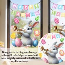 1 قطعة ملصق نافذة أرنب ربيعي عيد الفصح، تصميم أرنب وبيض عيد الفصح من الفينيل، قابل لإعادة الاستخدام، لديكور المنزل والمكتب. - متعدد الألوان - مشاهدة 10