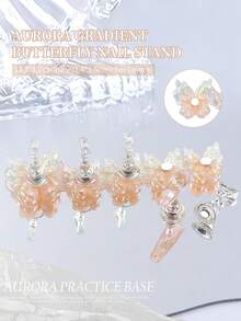 1set Aurora Butterfly Nail Display Stands, Press-On Nail Display Stand, Magnetic Nail Stand, Suitable For Nail Practice, Beginner Acrylic Nail Kit Accessories, Press-On Nail Design, Nail Salon Equipment And Decorations, Used For Nail Art Display And Practice. - Multicolor - View 13