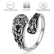 1pc 925 Sterling Silver Vintage Unique Rose Flower & Butterfly Design Spoon Ring For Women, Suitable For Daily, Vacation Wear, Holiday Gift - Antique Silver - View 7