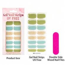 16pcs Semi-Cured Gel Nail Stickers, 1 Sheet Elegant Solid Dusty Self-Adhesive Full Nail Wraps, No-UV Lamp Required, Easy To Apply And Remove, Fashion Nail Art Supplies For Women And Girls Daily, Party, Date - Multicolor - View 9