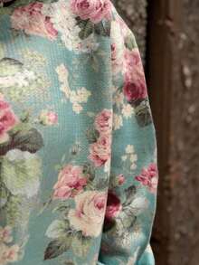 Women's Long Sleeved Casual Cardigan With Rose Decoration, Sweet, Cute And Charming, Minimalist Women's Clothing For Autumn And Winter - Màu xanh Bạc hà - Xem 4