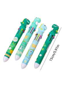 1pc/2pcs/3pcs Dinosaur Theme 10-Color Retractable Ballpoint Pen, Fun Creative Stationery Gift, Multi-Color Combination, Essential For School And Office, Kindergarten Reward Gift - Black - View 10