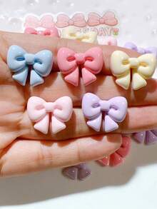 20个混合可爱蝴蝶结奶油色树脂配件，创意鞋饰，DIY珠宝配件，发夹 - 馬卡龍蝴蝶結 - 查看 2