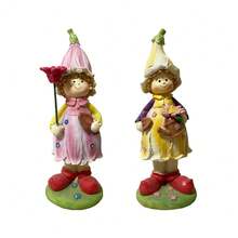 可爱手工花园小矮人摆件 卡通3D矮人微缩模型 树脂工艺品 精灵矮人装饰品 桌子 - 彩色 - 查看 12