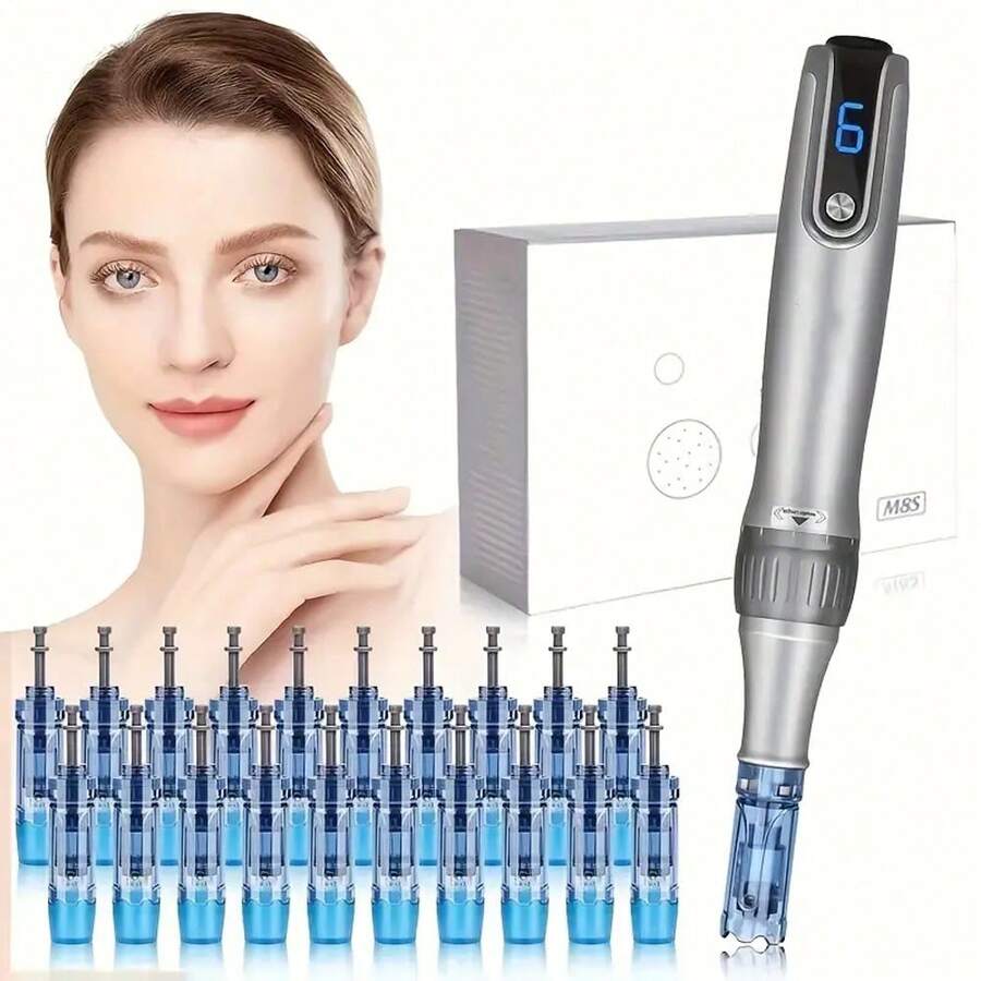 DermaPen M8S Derma Pen With Cartridges 12PCS 16/36/42/Nano Needle Cartridge - 灰色 - 查看 1