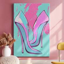 1pc Mexico Wall Art, Winter Wall Art, Christmas Decorations Wooden Framed Wall Art, Wrapped Canvas Vintage Prints Poster, High Heels, Pink Shoes, White Dots - Modern, Modern, Artistic, Bold Colors Style, Perfect Gift Decor, Wall Art for Living Room Bedroom Office, Hanging Hardware Included - Wrapped Framed Canvas, Vertical - Lienzo enmarcado - Ver 2