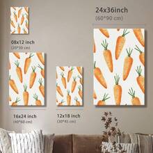 1pc Easter Wall Art, Easter Decor, Vintage Wooden Framed Wall Art, Wrapped Canvas Vintage Prints Poster, Vegetable Pattern, Repetitive Design, Simple Background - Botanical, Modern, Minimalist, Contemporary Style, Perfect Gift Decor, Wall Art for Living Room Bedroom Office, Hanging Hardware Included - Wrapped Framed Canvas, Vertical - Lienzo enmarcado - Ver 10