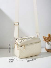 Fashionable Quilted Crossbody Bag Multi-Layer Shoulder Bag For Women - Beige - View 3