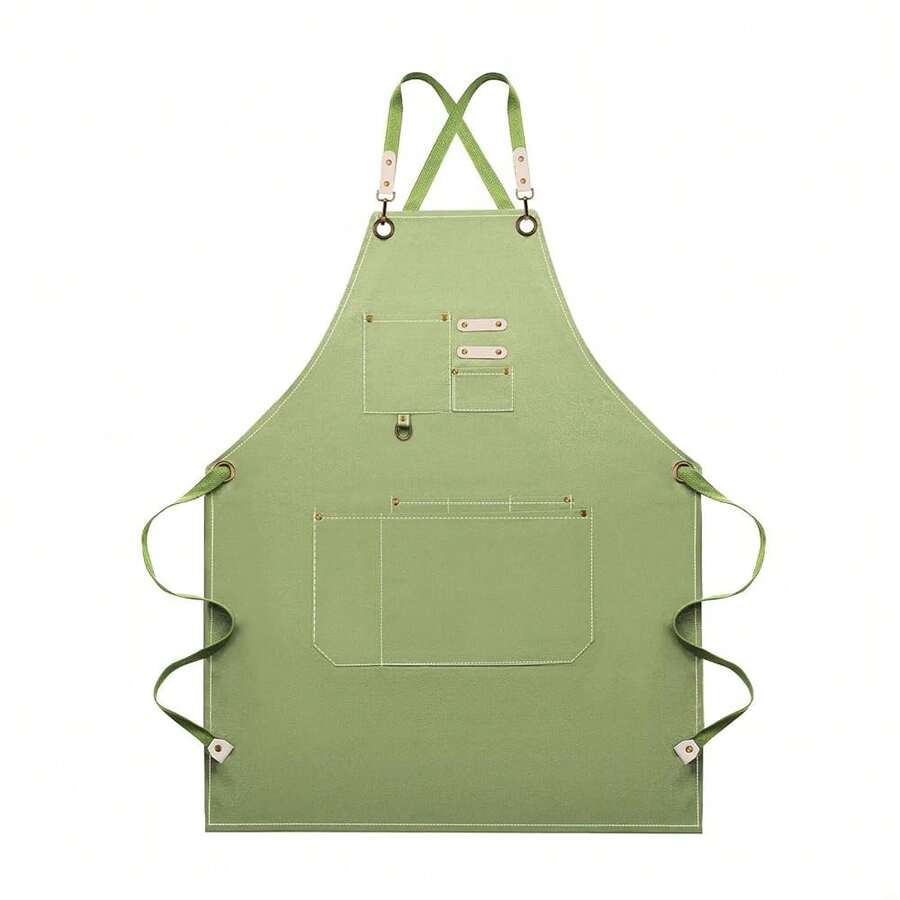 Dulabi Apron, Adjustable Chef Apron For Women And Men With Large Pockets, CooFKing Kitchen Apron With Back Straps - Green - View 1