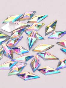 40 Stück 10*22mm AB Kristall Rhombus Flachboden Kunstharz Kristall Strass, geeignet für DIY Kleidung und Basteln - Kristall AB - Übersicht 8