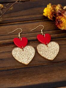 1 Pair Women's Dangling Earrings, Exaggerated Colorful, Acrylic Heart Shaped Shiny Nightclub Party Style Earrings, Suitable For Daily Wear - Multicolor - View 3
