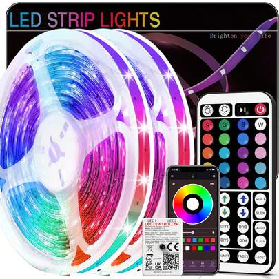 HBOWMDJIA 16ft-100ft Led Strip Lights For Room Decor, With 44-Key Remote And App Control, Change Color In Sync With Music, Timing Setting, Adjustable Brightness, Led Lights For Bedroom, Living Room, Game Rooms, Kitchen,TV Backlight, Halloween Party Decor, Christmas Gifts