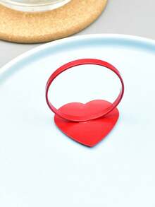 6pcs Valentine's Day Napkin Rings, Red Heart Shaped Decor, Tabletop Decor, Napkin Rings, Holiday Gift, Party Table Decoration, Red Napkin Rings. Wedding Napkin Ring Decor - Rose Red - View 9