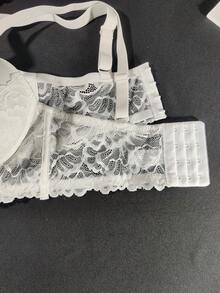 Women's Sexy Lace Bra, Deep V Comfortable Backless Full Cup Underwire Push Up Bra, Lace Small Bust Lift Up Prevent Sagging Bra, Apricot - White - View 10