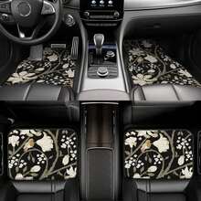 Set Of 4 Car Floor Mats Featuring A Floral Bird Design - Fashionable And Long-Lasting, Resistant To Stains, Slip-Proof, Easy To Clean, Suitable For All Vehicles, Including Front And Rear Seats, Providing Protection Against Dirt And Dust For Both Wom - black - View 3