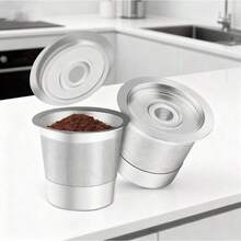 Lot de deux filtres à café réutilisables, adaptés aux machines à café et aux machines à café à capsules, type universel, compatibles avec les machines à expresso, les machines à expresso commerciales et les tasses à café réutilisables.Filtres durables, haute résistance et multi-usages. - K Cup - Lot de 2 - Voir 3